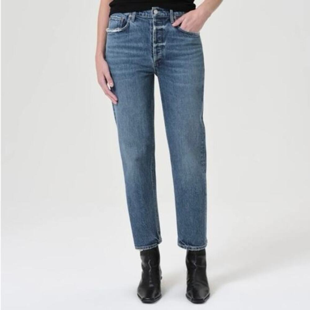 Agolde High Rise Riley Crop Jeans in Moor Womens‎ 24 Clean Girl Quiet Luxury